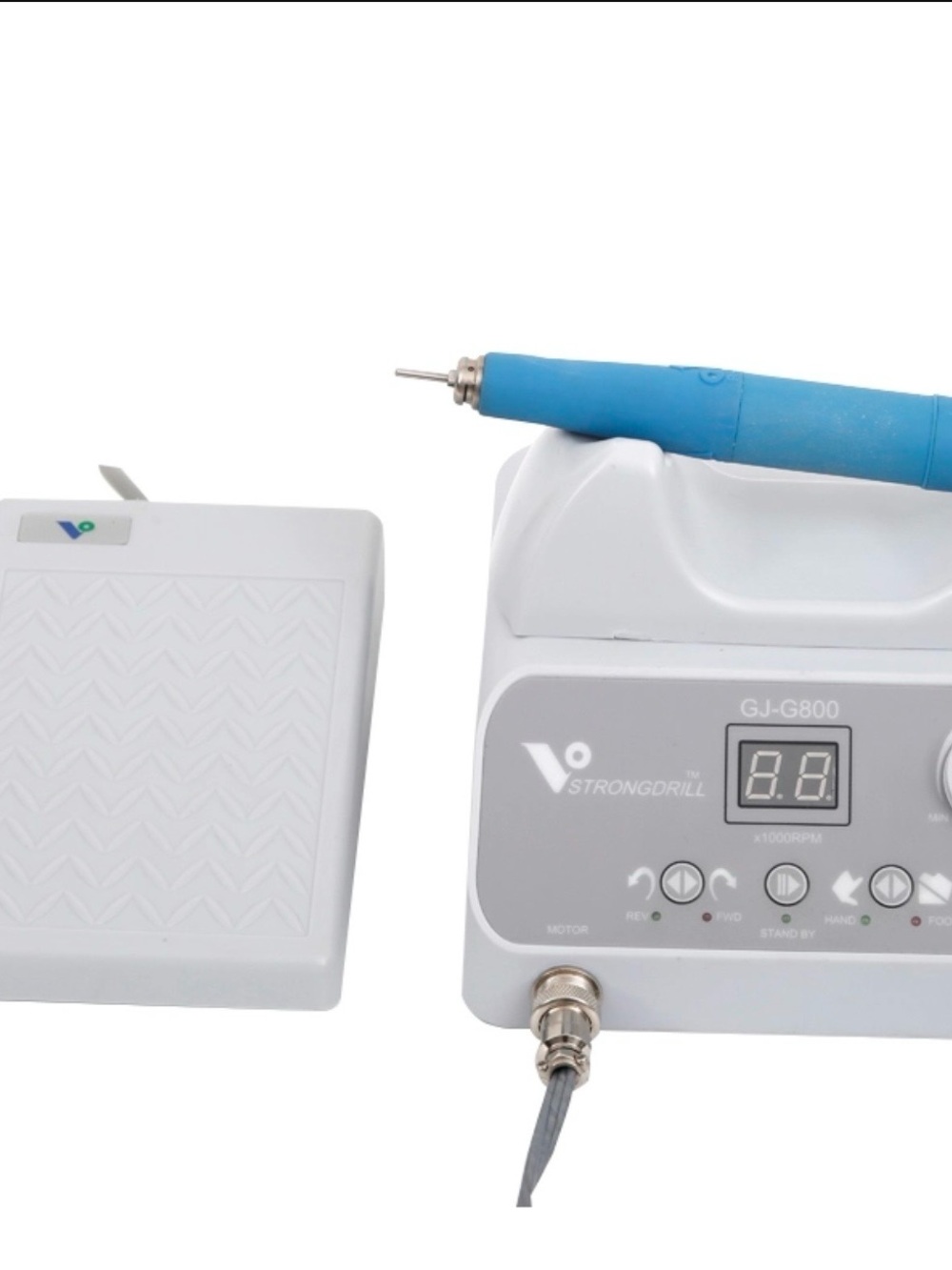 StrongDrill GJ-G800 Electric Nail Drill Machine - White with Blue Handpiece